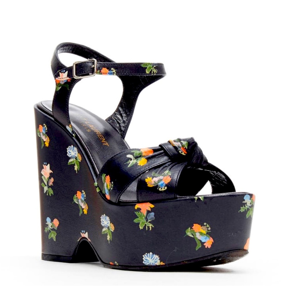 Boutique Saint Laurent Candy Candy Black Leather Platform Shoes - Sz 38 - EUC